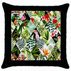 Flamingo Ropical Throw Pillow Case (black) by designsbymallika