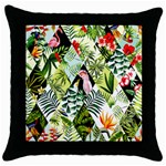 Flamingo Ropical Throw Pillow Case (Black) Front