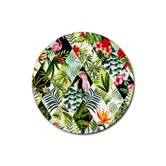 Flamingo Ropical Rubber Round Coaster (4 Pack)  by designsbymallika