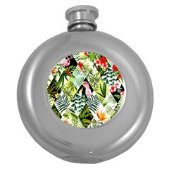 Flamingo Ropical Round Hip Flask (5 Oz) by designsbymallika