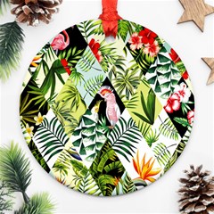 Flamingo Ropical Round Ornament (two Sides)