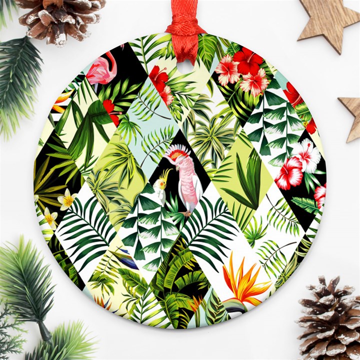 Flamingo Ropical Round Ornament (Two Sides)