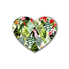 Flamingo Ropical Rubber Coaster (heart)  by designsbymallika