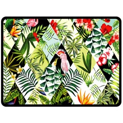 Flamingo Ropical Fleece Blanket (large)  by designsbymallika