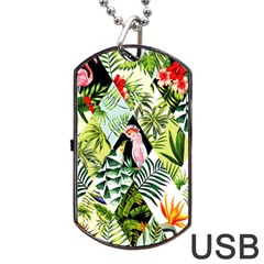 Flamingo Ropical Dog Tag Usb Flash (two Sides) by designsbymallika