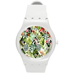 Flamingo Ropical Round Plastic Sport Watch (m) by designsbymallika