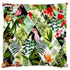 Flamingo Ropical Large Flano Cushion Case (one Side) by designsbymallika