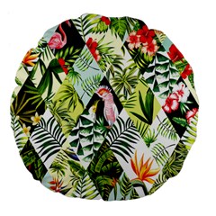 Flamingo Ropical Large 18  Premium Flano Round Cushions by designsbymallika