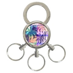 Purple Tropical Pattern 3-ring Key Chain by designsbymallika