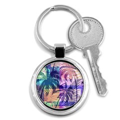 Purple Tropical Pattern Key Chain (round) by designsbymallika