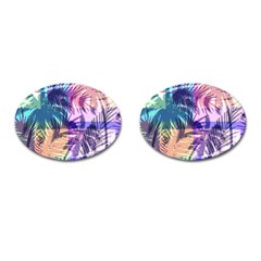 Purple Tropical Pattern Cufflinks (oval) by designsbymallika