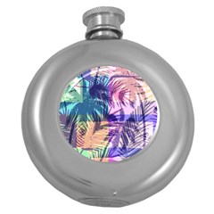 Purple Tropical Pattern Round Hip Flask (5 Oz) by designsbymallika