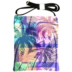 Purple Tropical Pattern Shoulder Sling Bag by designsbymallika