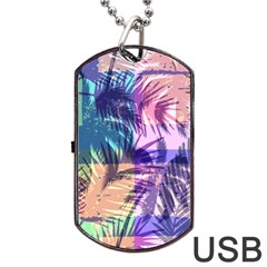 Purple Tropical Pattern Dog Tag Usb Flash (one Side) by designsbymallika