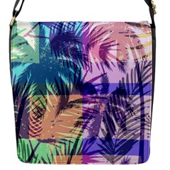 Purple Tropical Pattern Flap Closure Messenger Bag (s) by designsbymallika