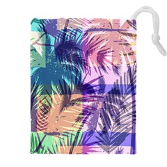 Purple Tropical Pattern Drawstring Pouch (5xl) by designsbymallika