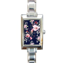 Printed Floral Pattern Rectangle Italian Charm Watch by designsbymallika