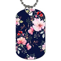 Printed Floral Pattern Dog Tag (one Side) by designsbymallika