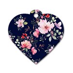 Printed Floral Pattern Dog Tag Heart (Two Sides) Front