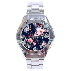 Printed Floral Pattern Stainless Steel Analogue Watch by designsbymallika