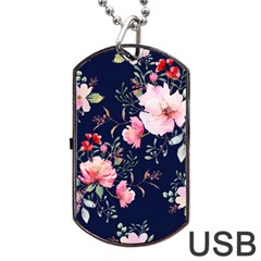 Printed Floral Pattern Dog Tag Usb Flash (two Sides) by designsbymallika