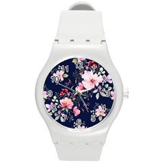 Printed Floral Pattern Round Plastic Sport Watch (m) by designsbymallika