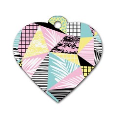 Mosaic Print Dog Tag Heart (one Side) by designsbymallika