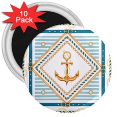 Chain Pattern Blue 6 3  Magnets (10 Pack) 