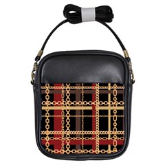 Red Black Checks Girls Sling Bag by designsbymallika