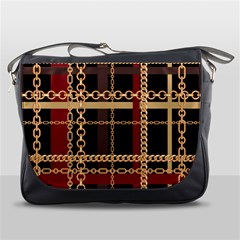 Red Black Checks Messenger Bag by designsbymallika