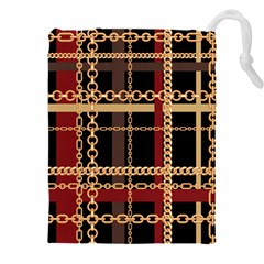 Red Black Checks Drawstring Pouch (5xl) by designsbymallika