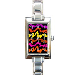 Multicolored Scribble Abstract Pattern Rectangle Italian Charm Watch by dflcprintsclothing