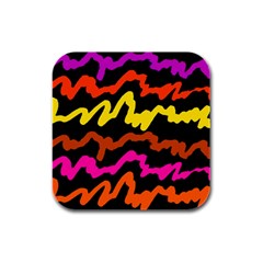 Multicolored Scribble Abstract Pattern Rubber Square Coaster (4 Pack)  by dflcprintsclothing