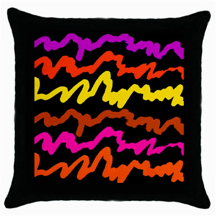 Multicolored Scribble Abstract Pattern Throw Pillow Case (Black)