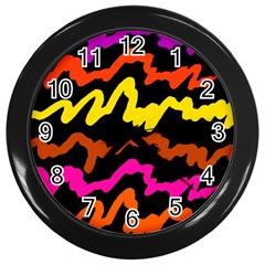 Multicolored Scribble Abstract Pattern Wall Clock (black) by dflcprintsclothing