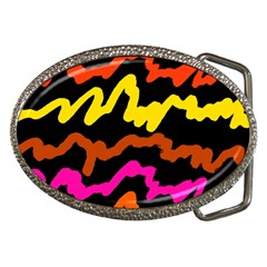 Multicolored Scribble Abstract Pattern Belt Buckles