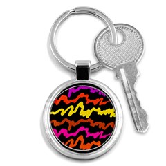 Multicolored Scribble Abstract Pattern Key Chain (round)