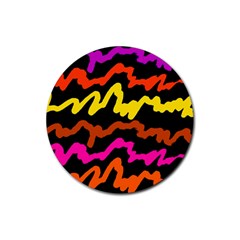 Multicolored Scribble Abstract Pattern Rubber Coaster (round)  by dflcprintsclothing