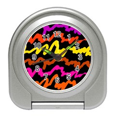 Multicolored Scribble Abstract Pattern Travel Alarm Clock by dflcprintsclothing