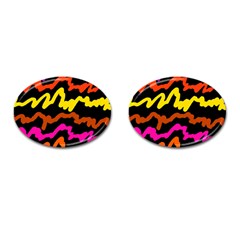 Multicolored Scribble Abstract Pattern Cufflinks (oval) by dflcprintsclothing