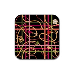 Checks Chain Pattern Rubber Coaster (square)  by designsbymallika