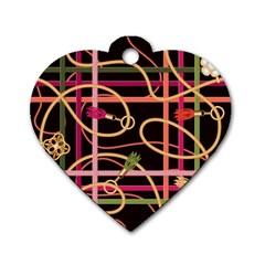 Checks Chain Pattern Dog Tag Heart (one Side) by designsbymallika