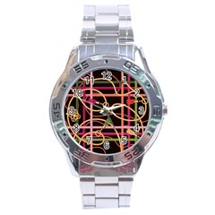 Checks Chain Pattern Stainless Steel Analogue Watch by designsbymallika