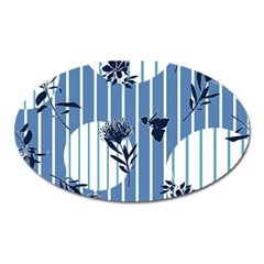 Stripes Blue White Oval Magnet by designsbymallika