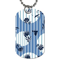 Stripes Blue White Dog Tag (one Side) by designsbymallika