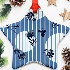 Stripes Blue White Star Ornament (two Sides)