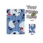 Stripes Blue White Playing Cards 54 Designs (Mini) Front - Heart3