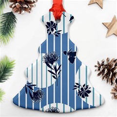 Stripes Blue White Christmas Tree Ornament (two Sides) by designsbymallika