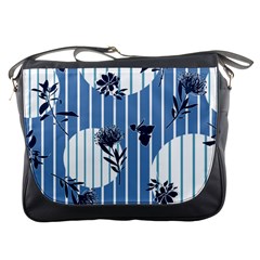 Stripes Blue White Messenger Bag by designsbymallika