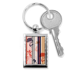 Stripies Orange Floral Pattern Key Chain (rectangle) by designsbymallika